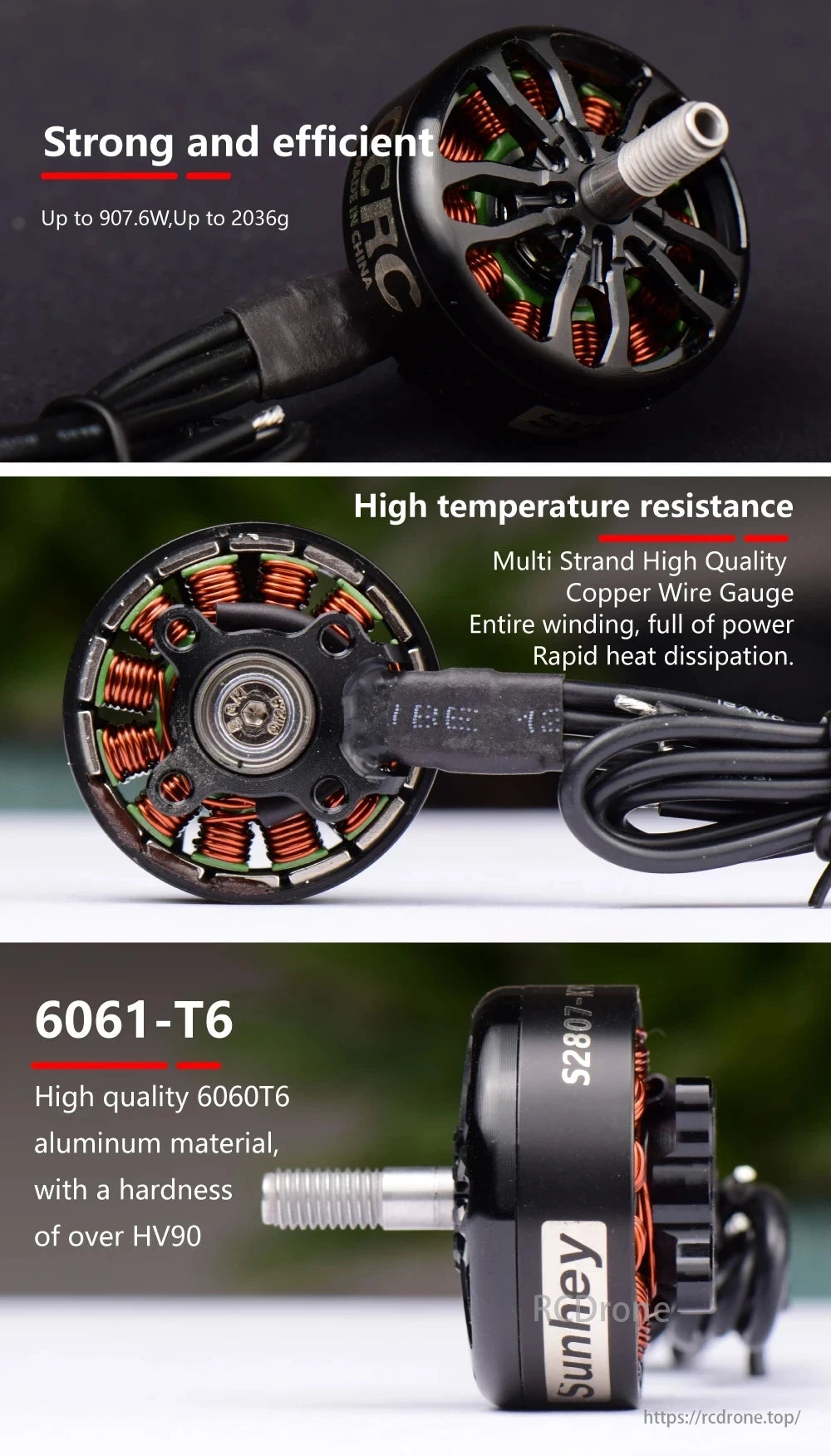 CCRC S2807 1300KV Brushless Motor, CCRC S2807 1300KV motor: Strong, efficient, heat-resistant with copper wire, rapid heat dissipation, durable 6061-T6 aluminum.