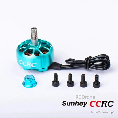 CCRC Sunhey 2207.5 Brushless Motor, 1900KV/2750KV, for 5-inch FPV Racing Drones, includes screws and nut.