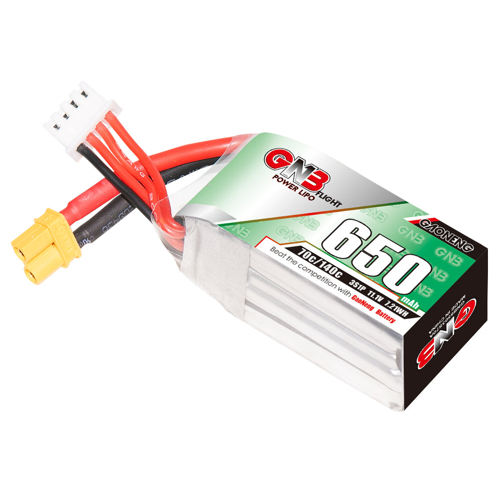 GAONENG GNB 650mAh 3S 11.1V 70C XT30 LiPo Battery for 90-130mm FPV Drones & Cinewhoop