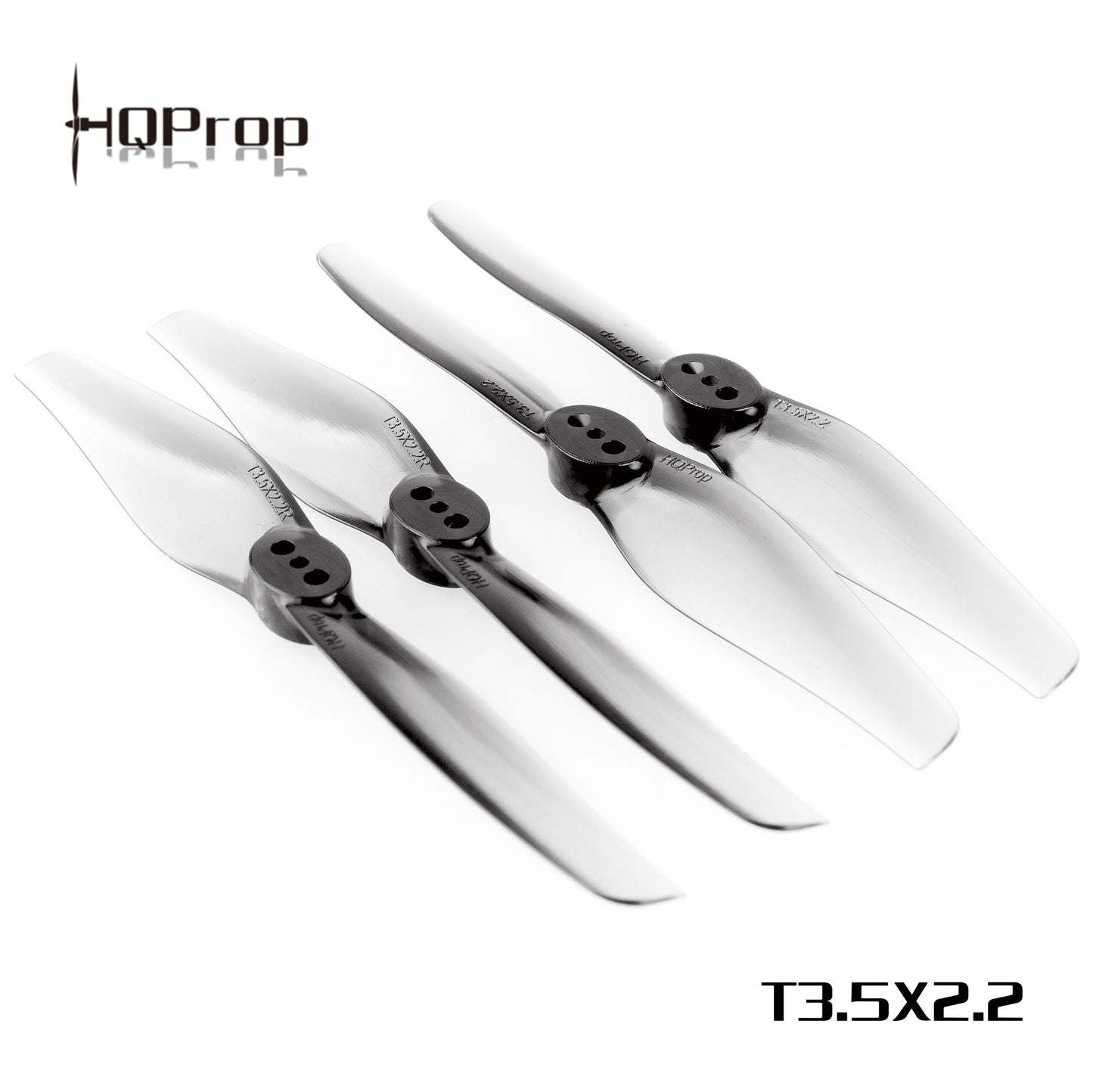 HQProp T3.5x2.2 propellers shown with HQProp logo and T3.5x2.2 marking, 2CW+2CCW set