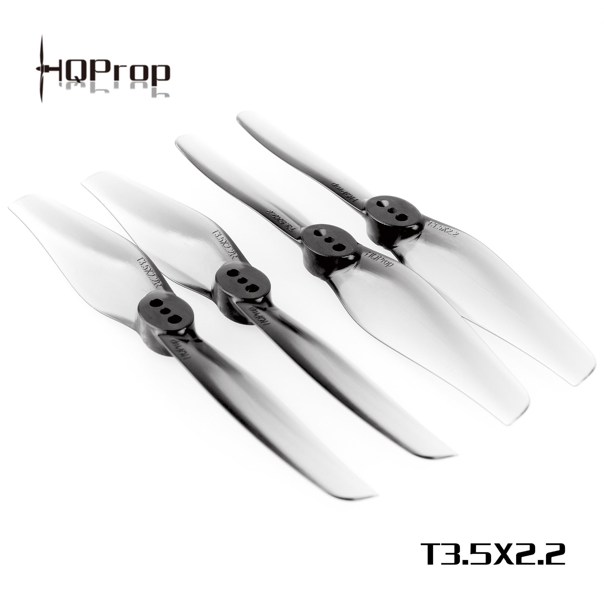 HQProp T3.5x2.2 propellers shown with HQProp logo and T3.5x2.2 marking, 2CW+2CCW set