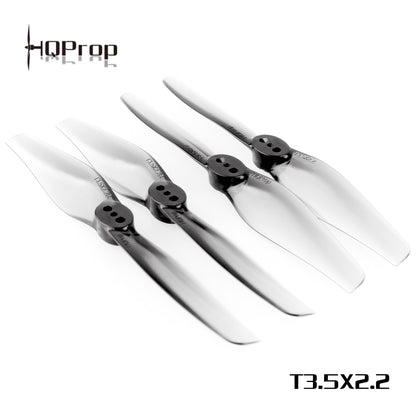 HQProp T3.5x2.2 propellers shown with HQProp logo and T3.5x2.2 marking, 2CW+2CCW set