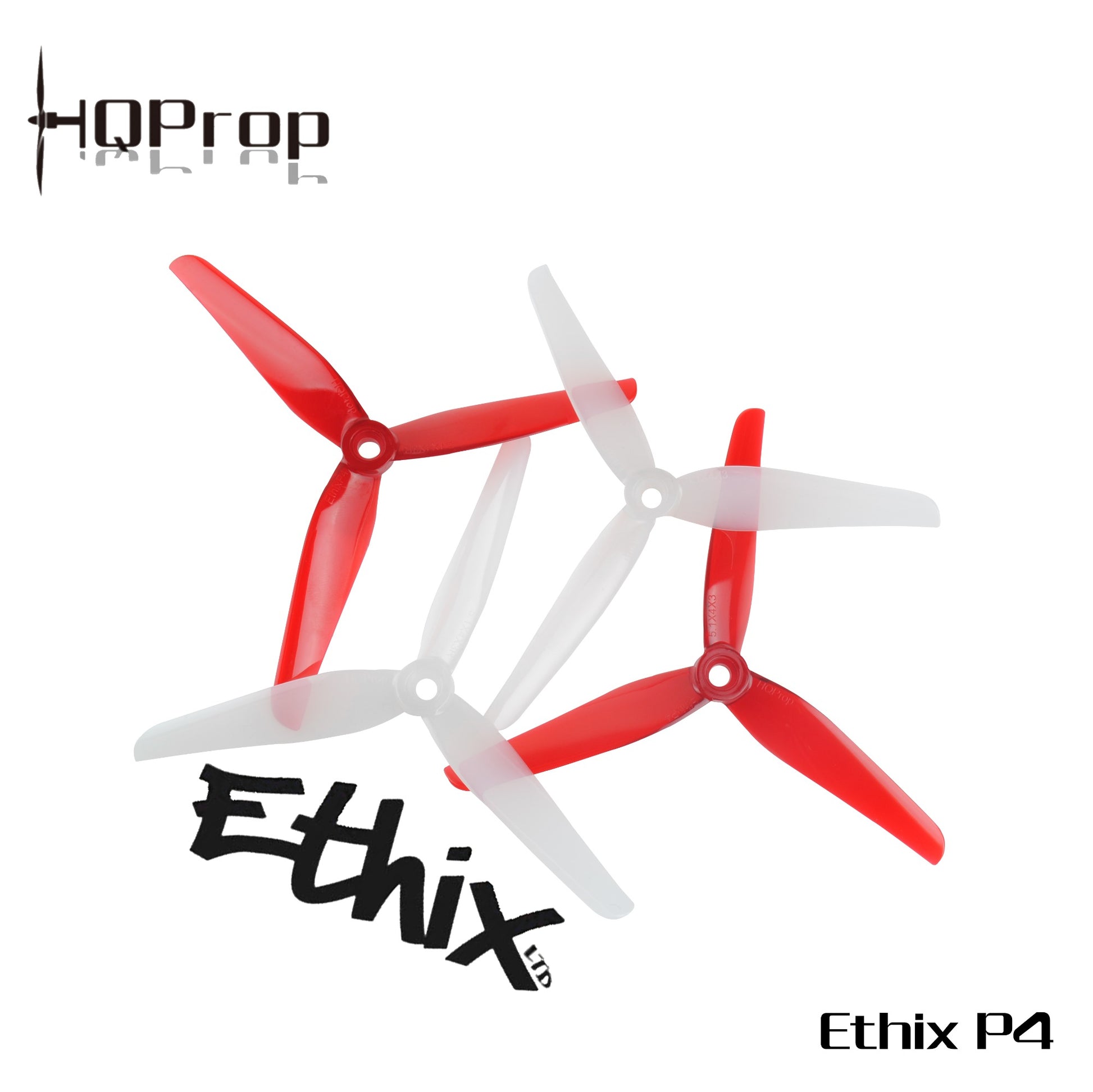 HQProp Ethix P4 candy cane propeller set, four 3-blade props in red and white (2CW + 2CCW)