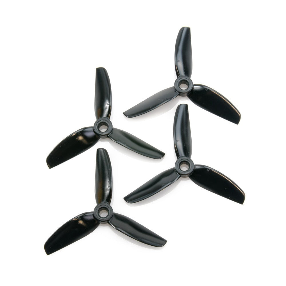 HQProp 3x5x3 3-inch tri-blade drone propellers, black polycarbonate 4-pack (2CW+2CCW)