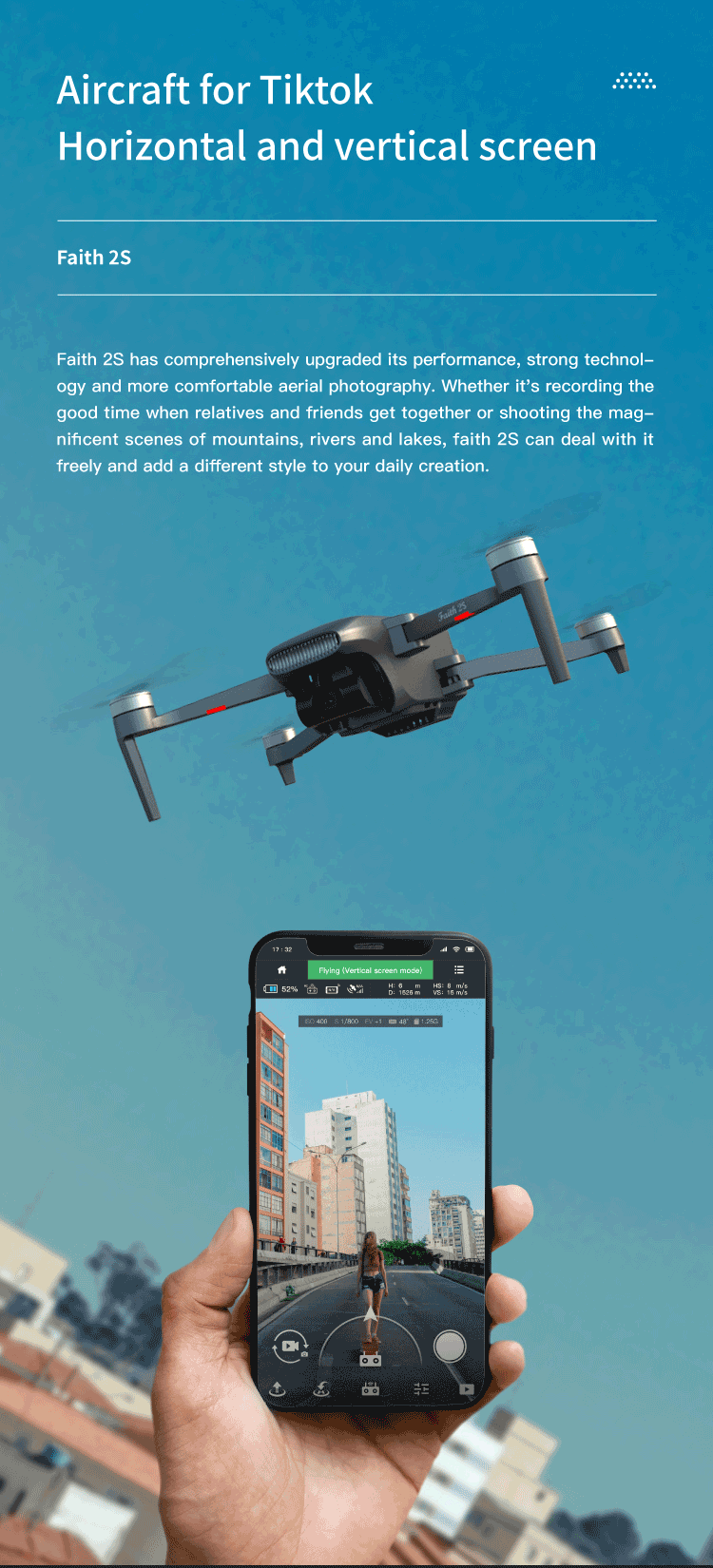 Cfly Faith 2s 7km 35Min 3-axis gimbal GPS 5G wifi 4k professional camera drone 13 faith 2S has comprehensively upgraded its performance, strong technol - ogy