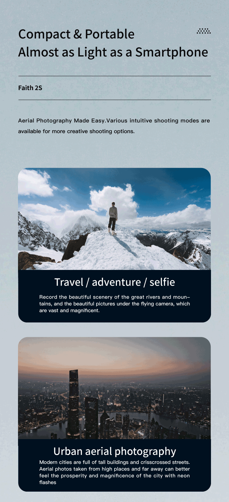 Cfly Faith 2s 7km 35Min 3-axis gimbal GPS 5G wifi 4k professional camera drone 16 Faith 2S Aerial Photography Made Easy Various intuitive shooting modes are available for more creative