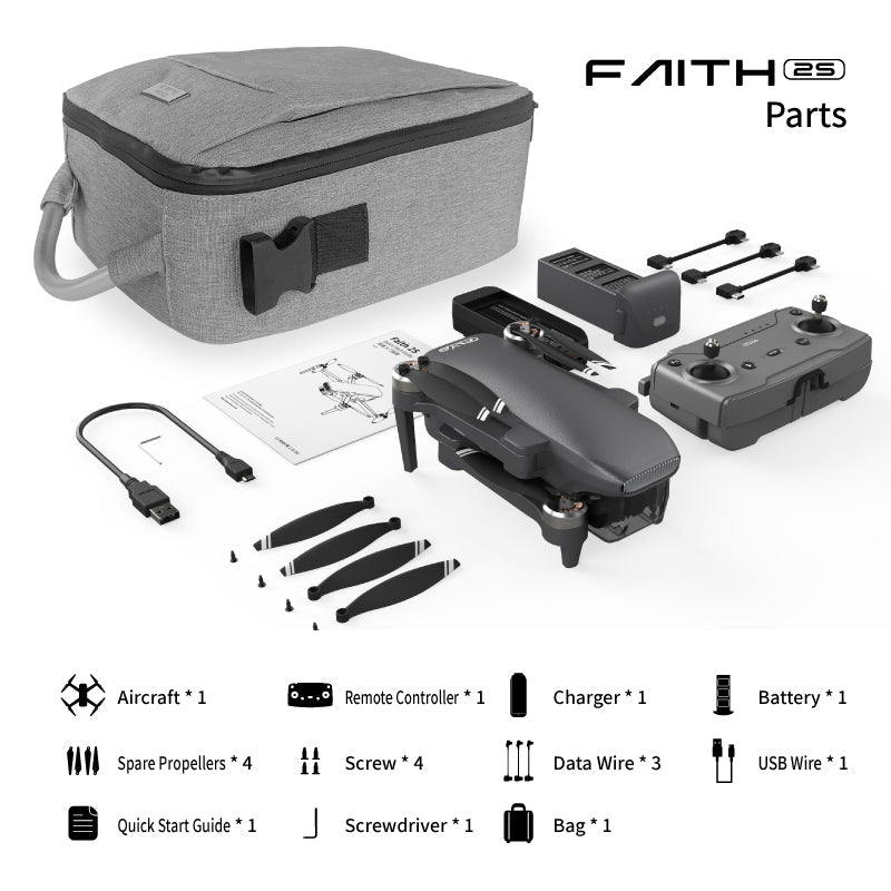 Cfly Faith 2s 7km 35Min 3-axis gimbal GPS 5G wifi 4k professional camera drone 24 Fnithe3 Parts Aircraft Remote Controller Charger Battery Spare Propellers