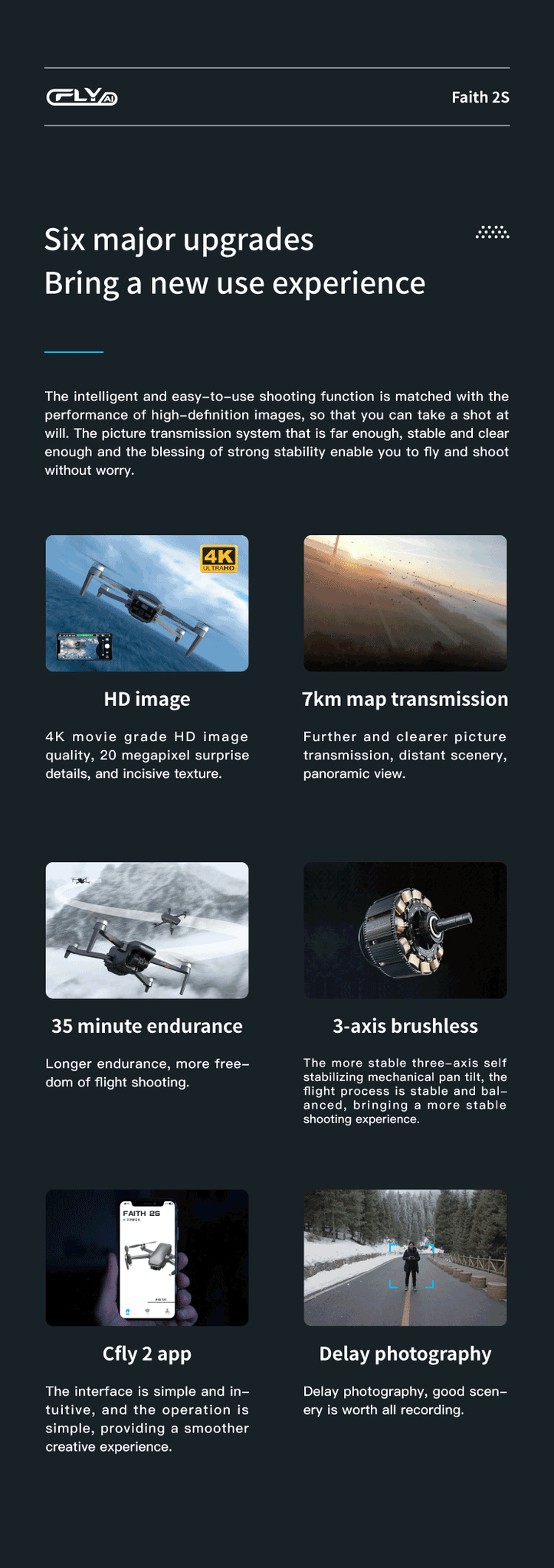 Cfly Faith 2s 7km 35Min 3-axis gimbal GPS 5G wifi 4k professional camera drone 22 clyd faith 2S is a new, easy-to-use shooting app