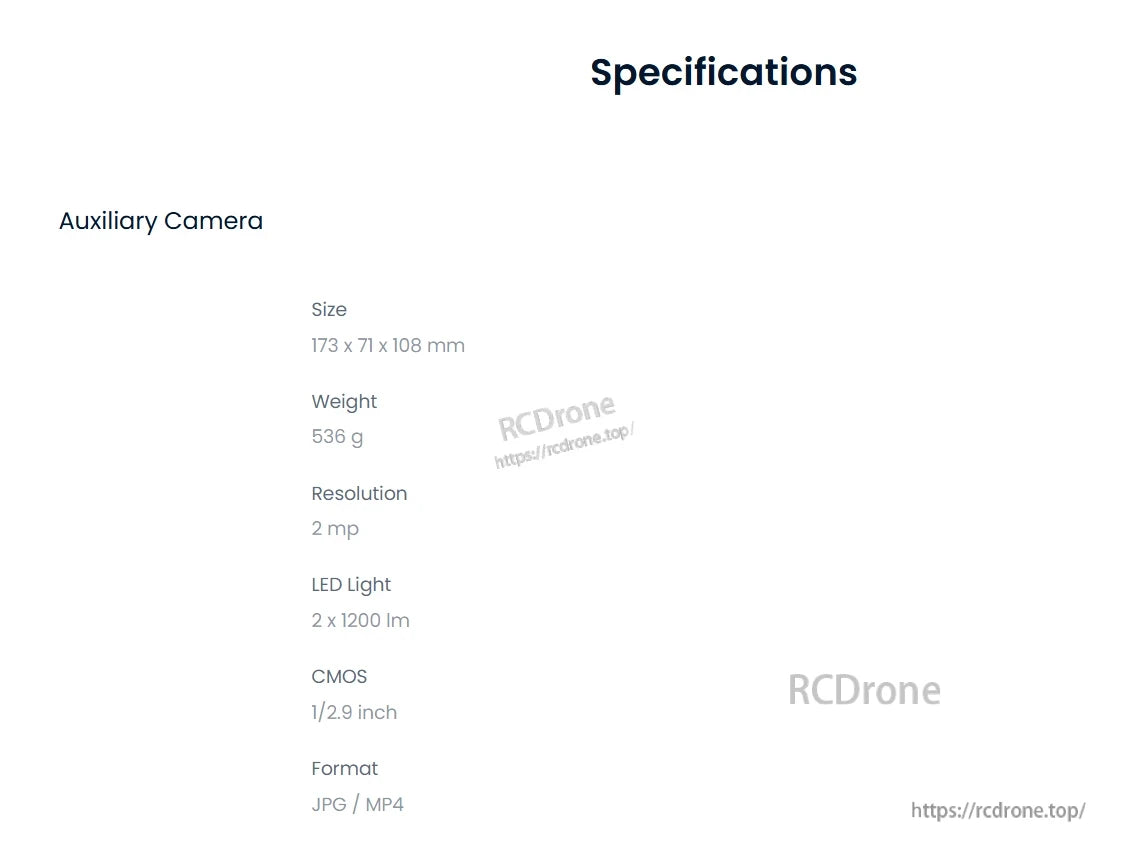 CHASING Auxiliary Camera, Auxiliary camera: 173x71x108mm, 536g, 2MP, 1/2.9" CMOS, 2x1200lm LED, supports JPG/MP4.