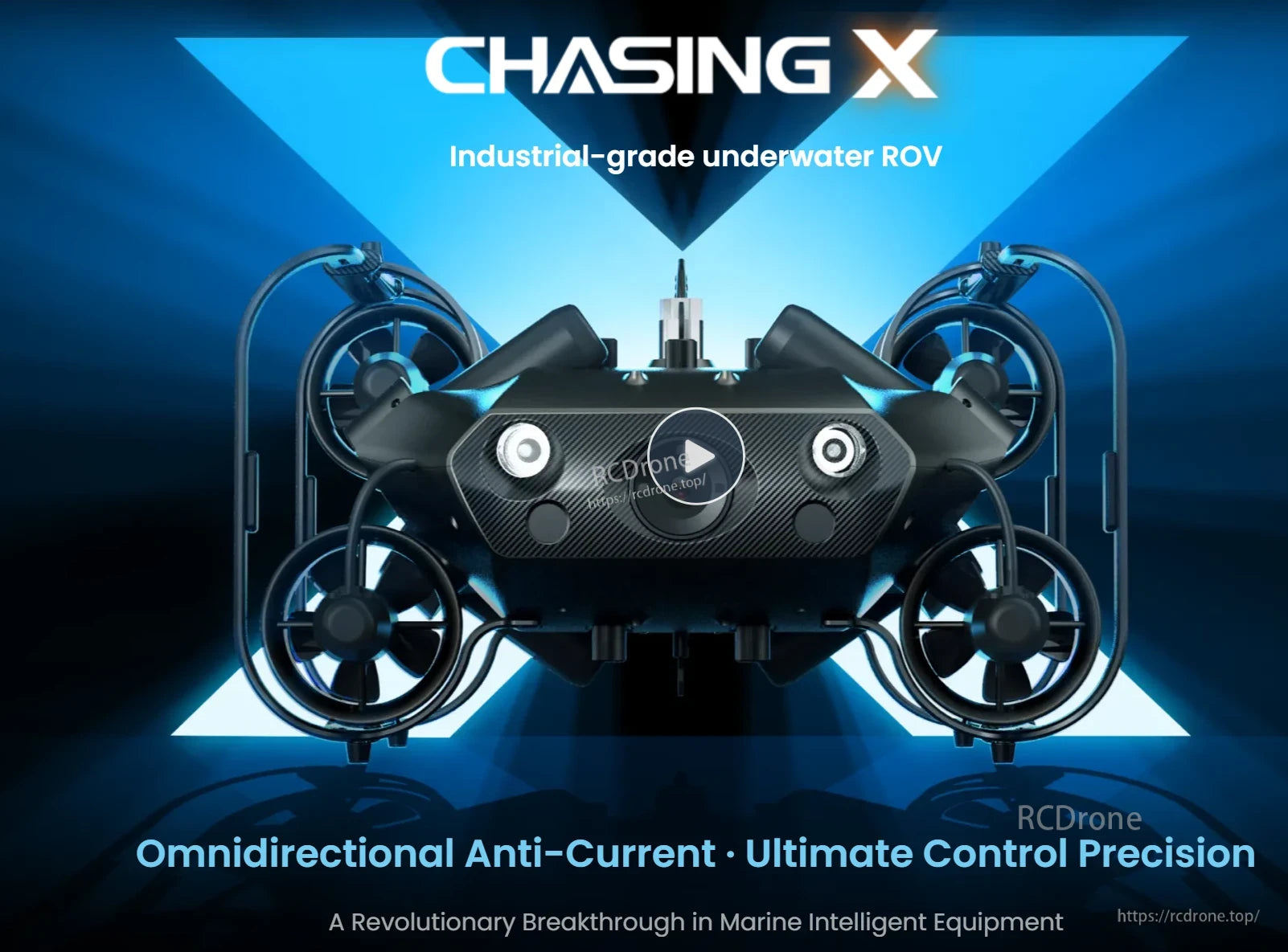 CHASING X Underwater ROV – 350 m Deep-Sea Drone, CHASING X is an industrial-grade ROV capable of 350m depth, featuring omnidirectional anti-current stability and precise control for demanding underwater operations.