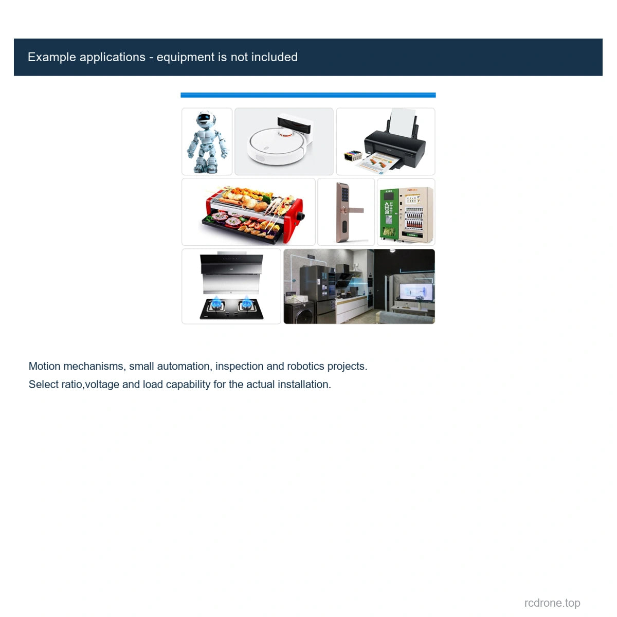 Example applications - equipment is not included