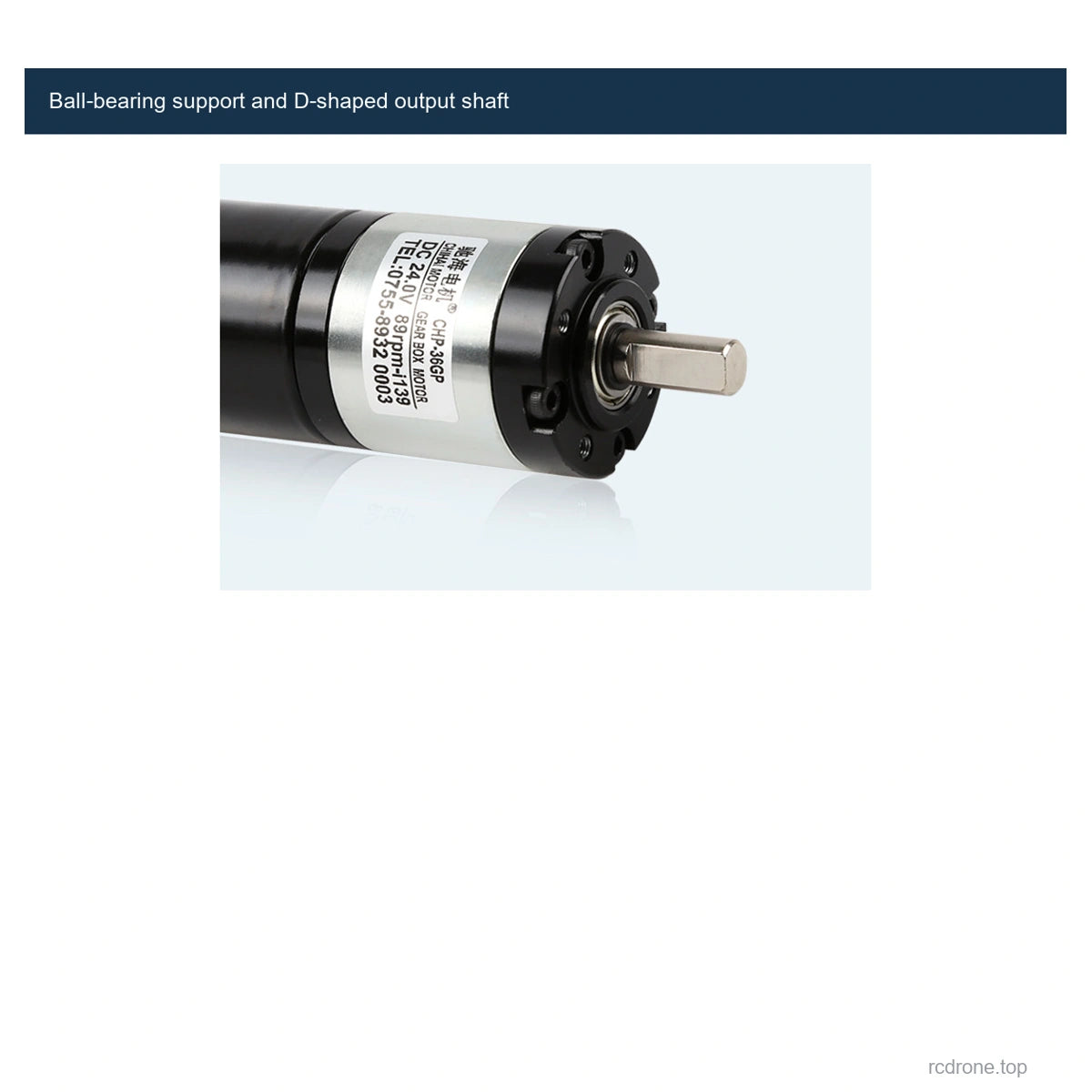 Ball-bearing support and D-shaped output shaft