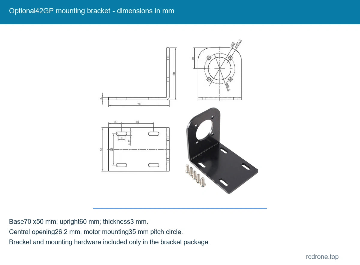 Optional42GP mounting bracket - dimensions in mm