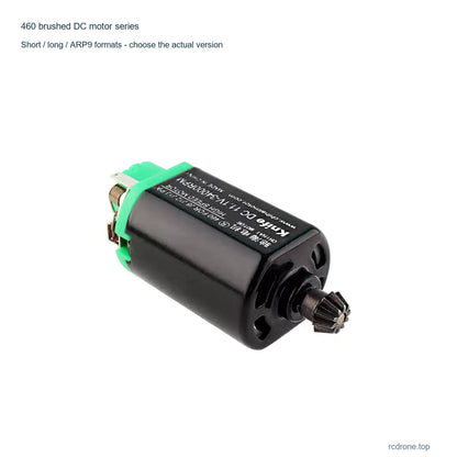 460 brushed motor series overview; shaft format and magnet depend on selection