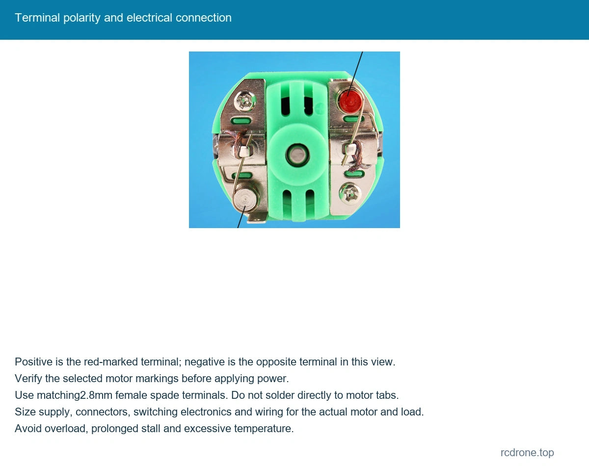 Terminal polarity and electrical connection