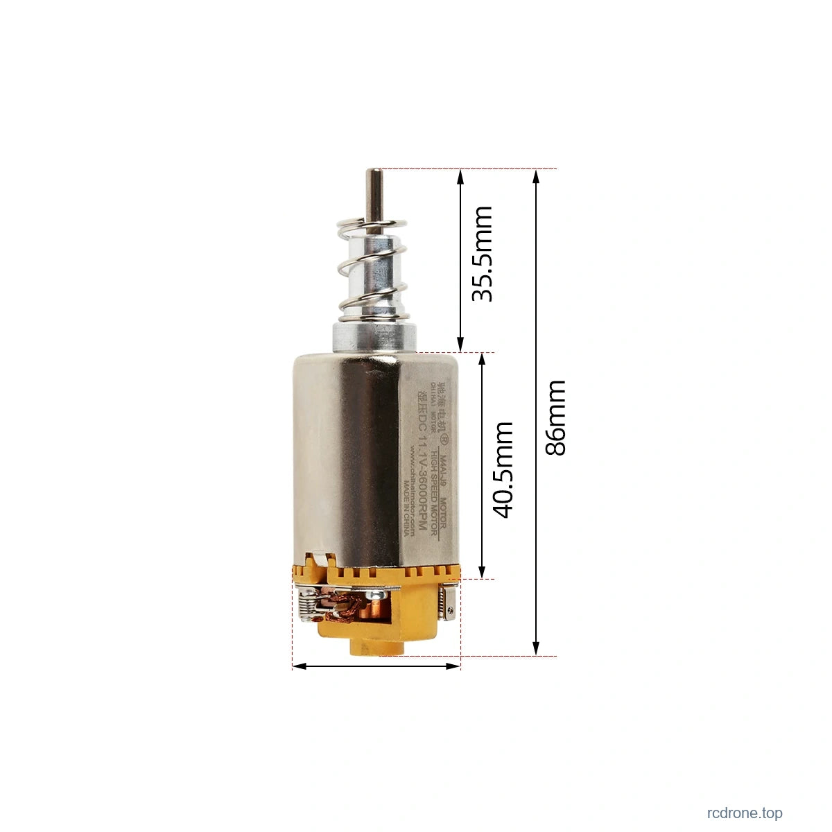 Long Shaft Motor - No.12 Ferrite; original dimension references