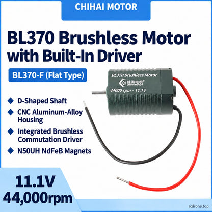 BL370-F integrated-drive brushless motor features and 11.1V speed reference