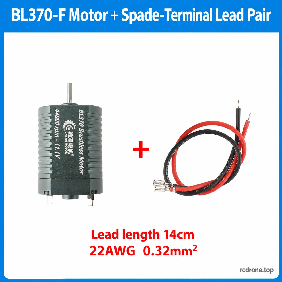 BL370-F terminal motor with one separate 14 cm spade-terminal lead pair