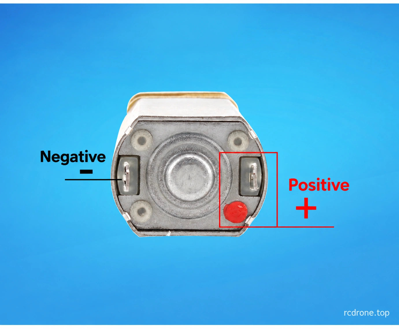Rear motor-terminal polarity reference