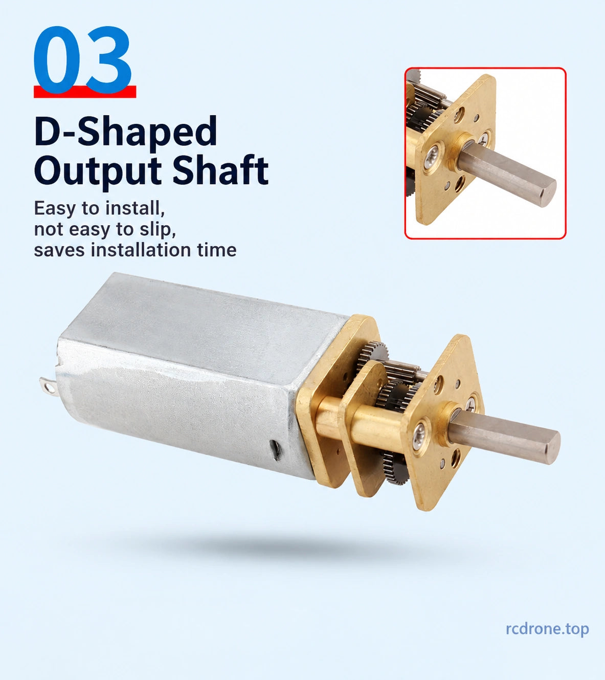 3mm D-shaped output shaft and gear train
