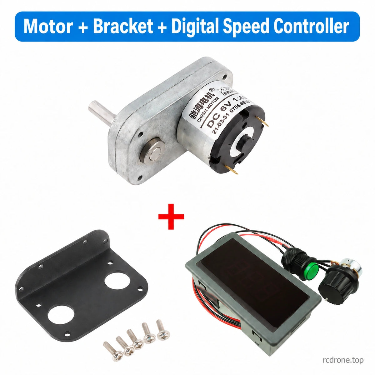 Motor + Digital Speed Controller + Bracket package contents