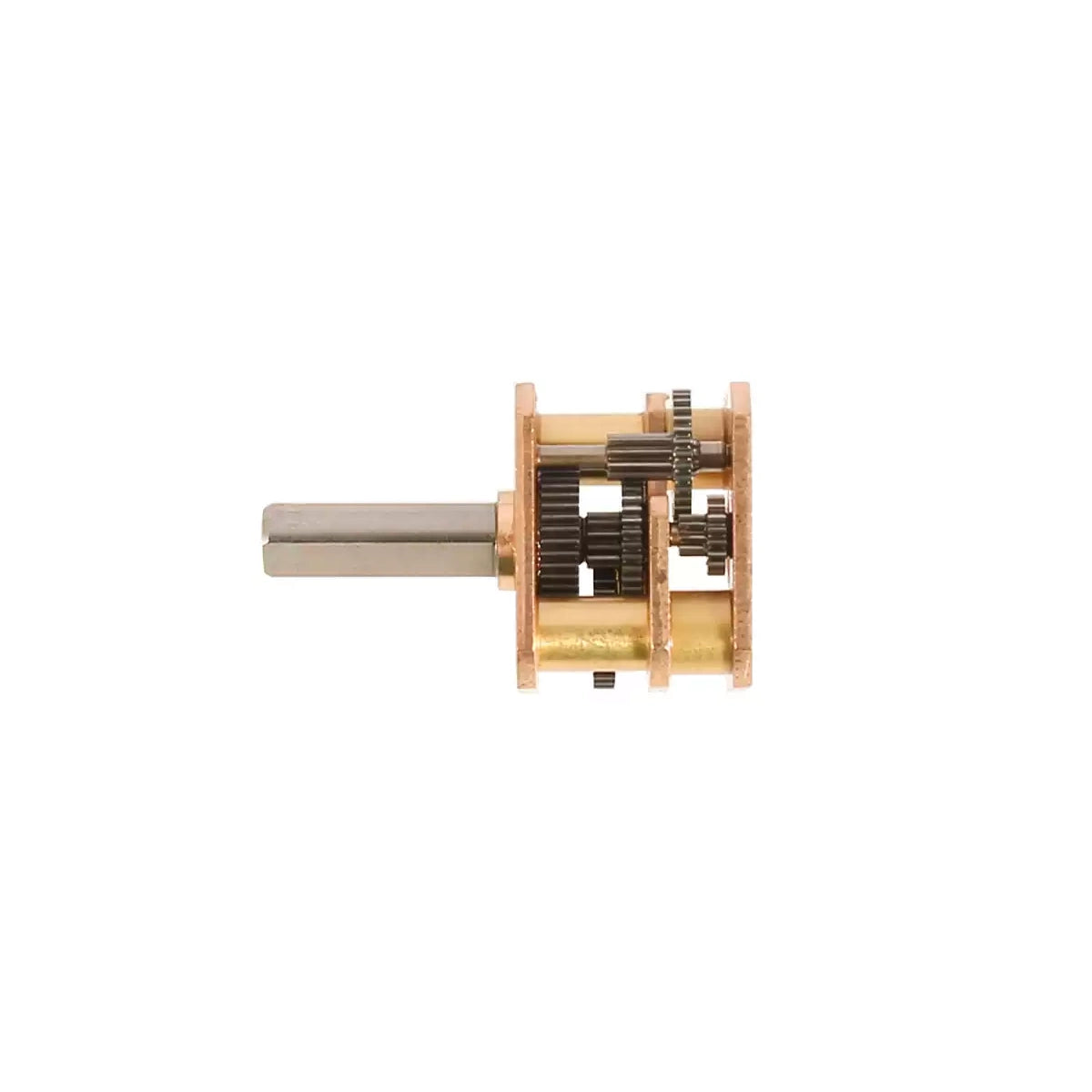 Side view of metal gears and output shaft