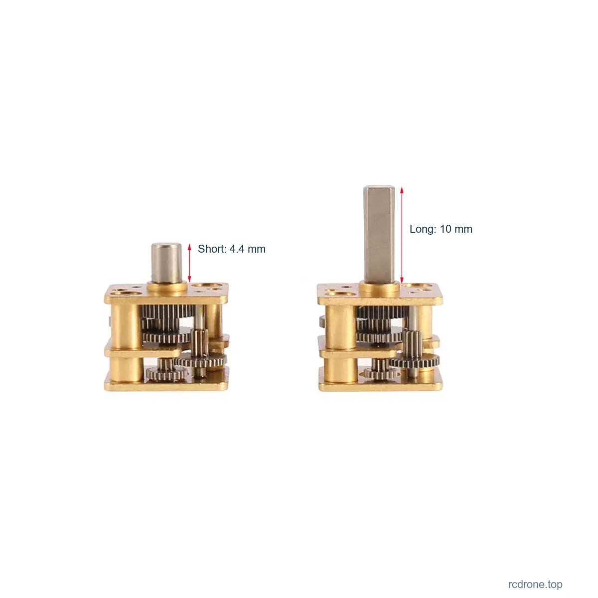 Short 4.4 mm and long 10 mm output-shaft examples