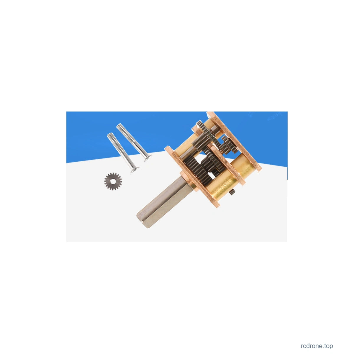 Gearbox with separate input pinion and two screws