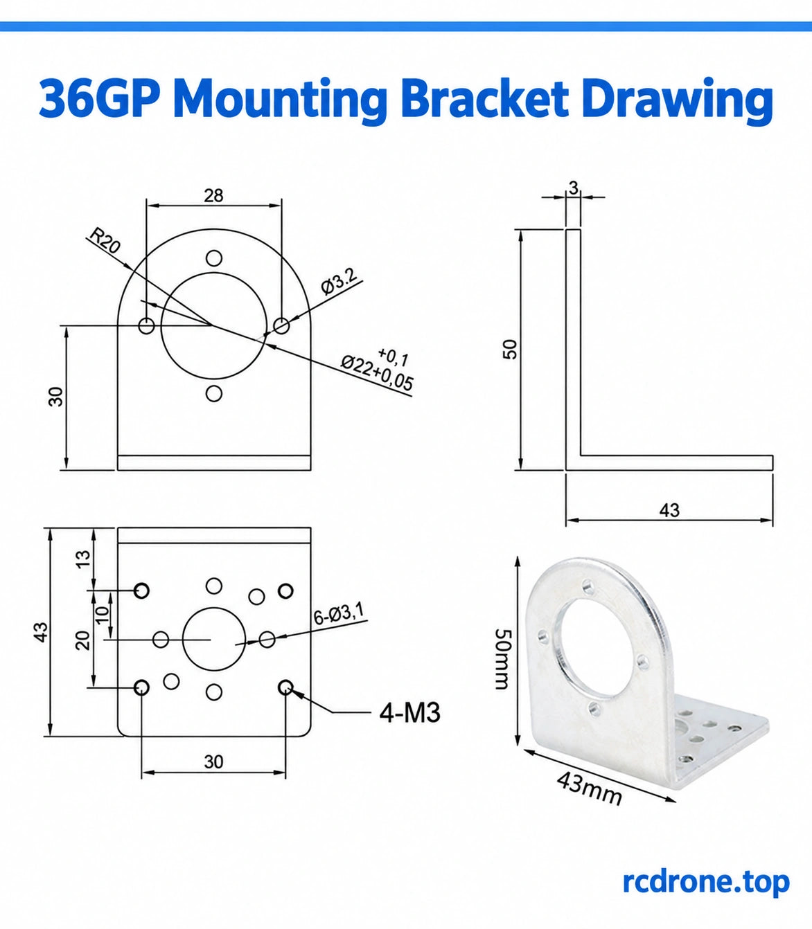 36GP mounting bracket complete drawing