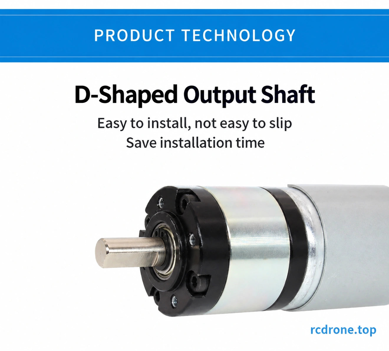 8mm D-shaped output shaft and bearing support