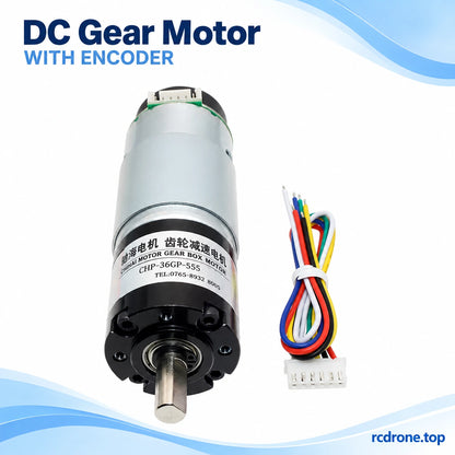 Front oblique encoder-motor view and lead assembly