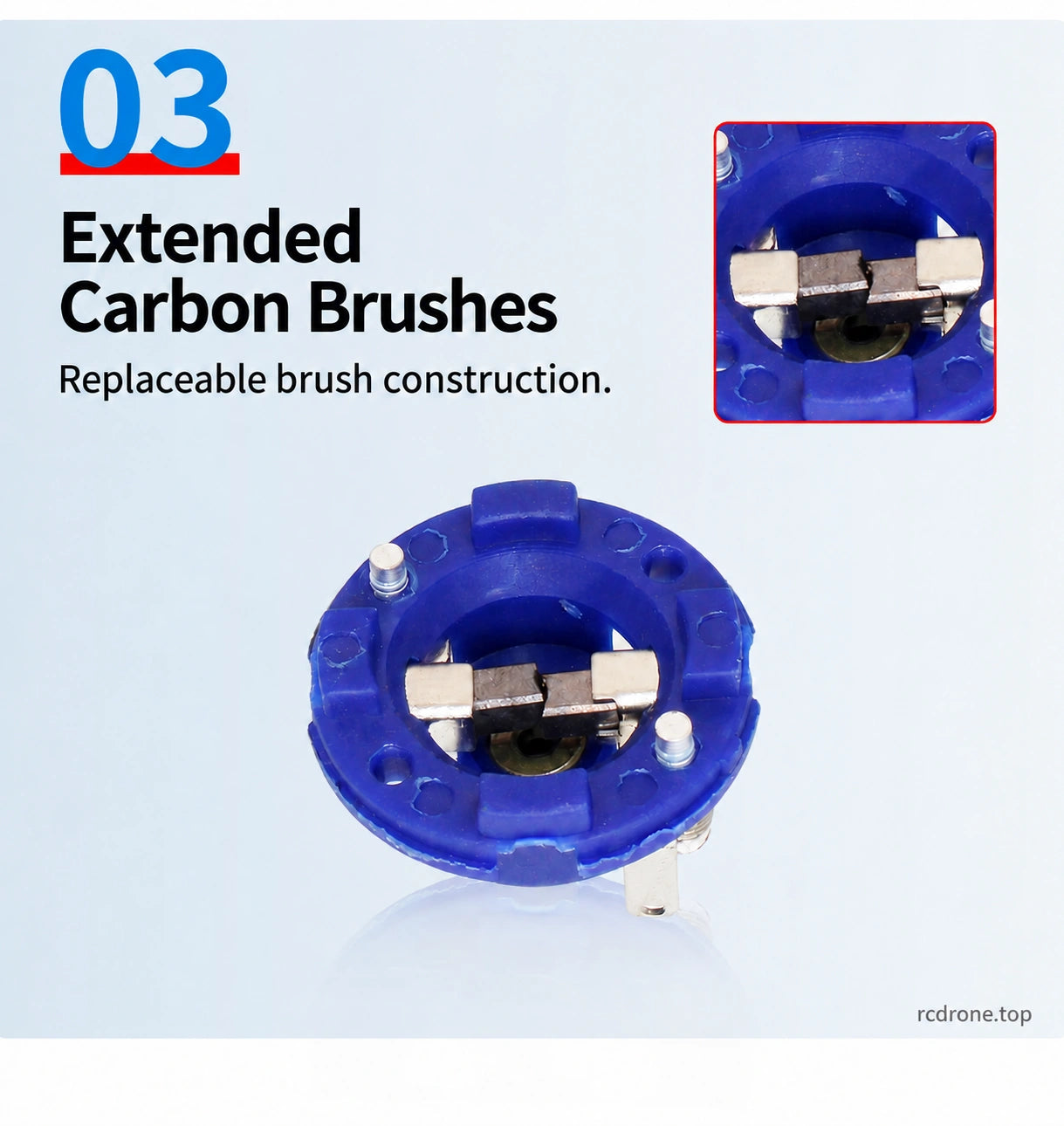 Replaceable extended carbon brush construction
