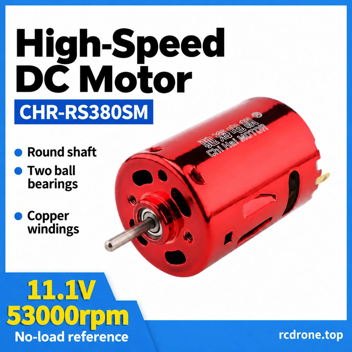 CHR-RS380SM high-speed motor features and11.1V no-load speed reference