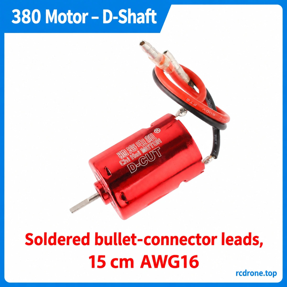 D-Shaft Motor + Soldered Bullet Leads package contents