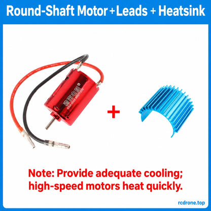 Round-Shaft Motor + Leads + Heatsink package contents