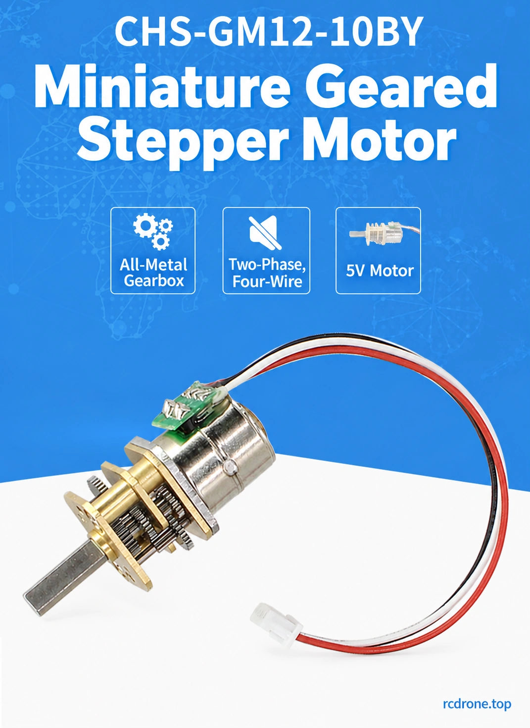 CHS-GM12-10BY miniature geared stepper overview