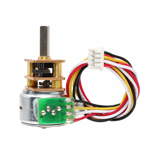 CHS-GM12-15BY motor with lead assembly — shared package photograph with 10 mm shaft reference
