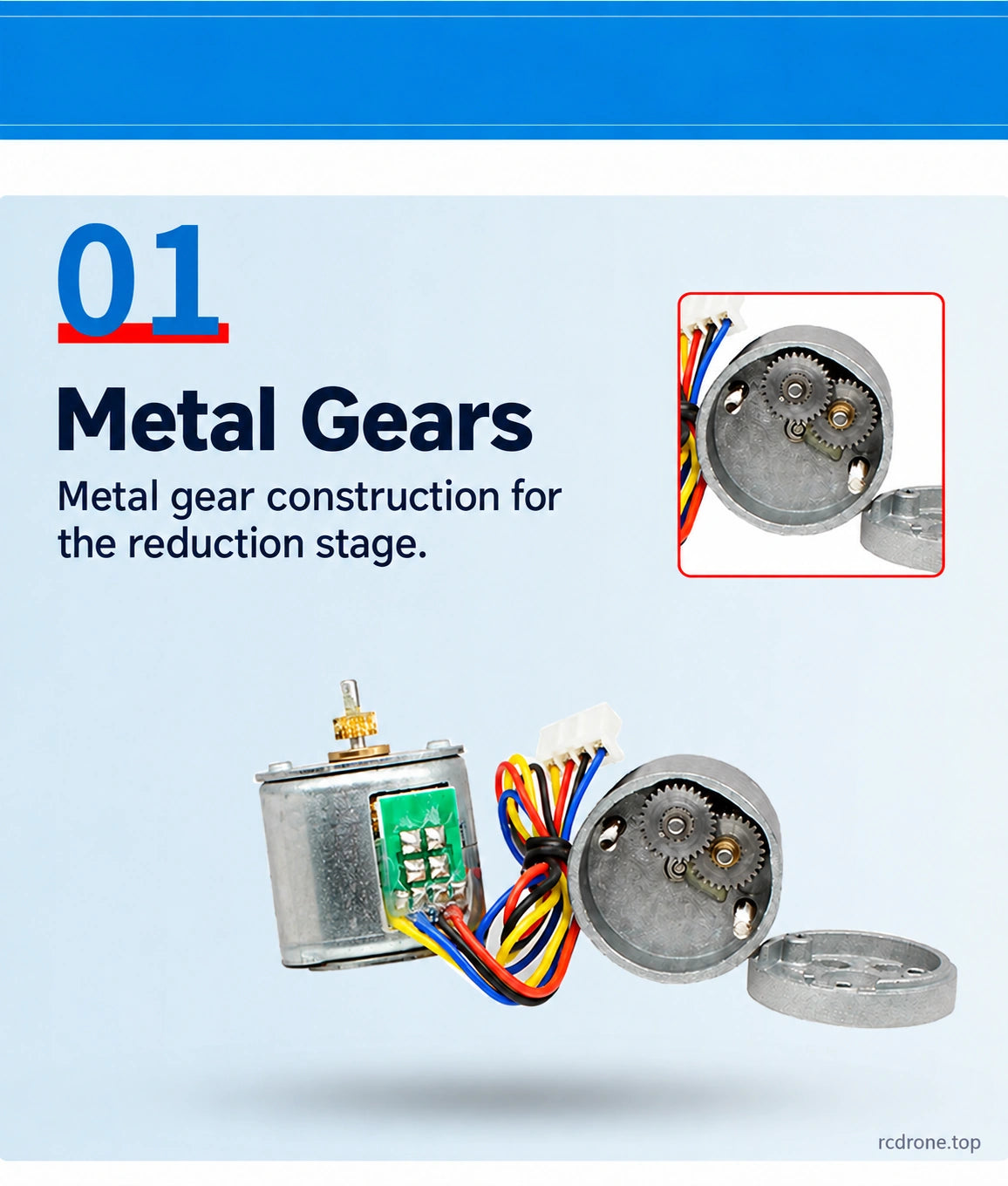 Metal reduction gear construction and opened gearbox reference
