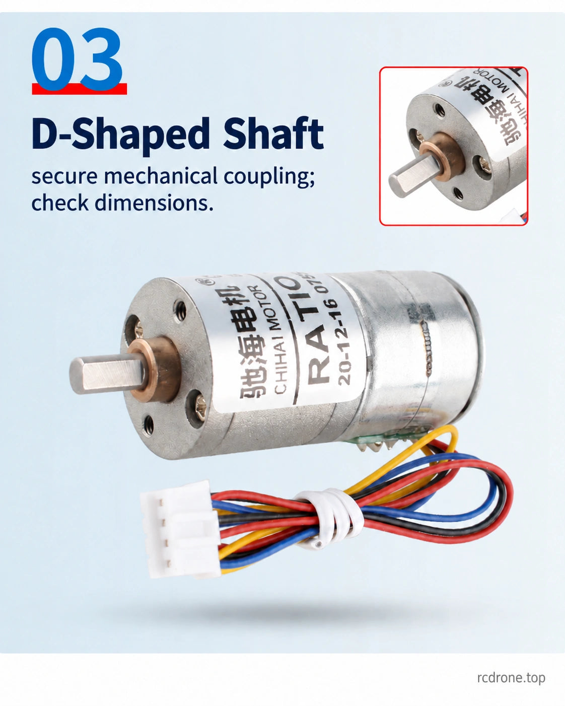 D-shaped output shaft detail