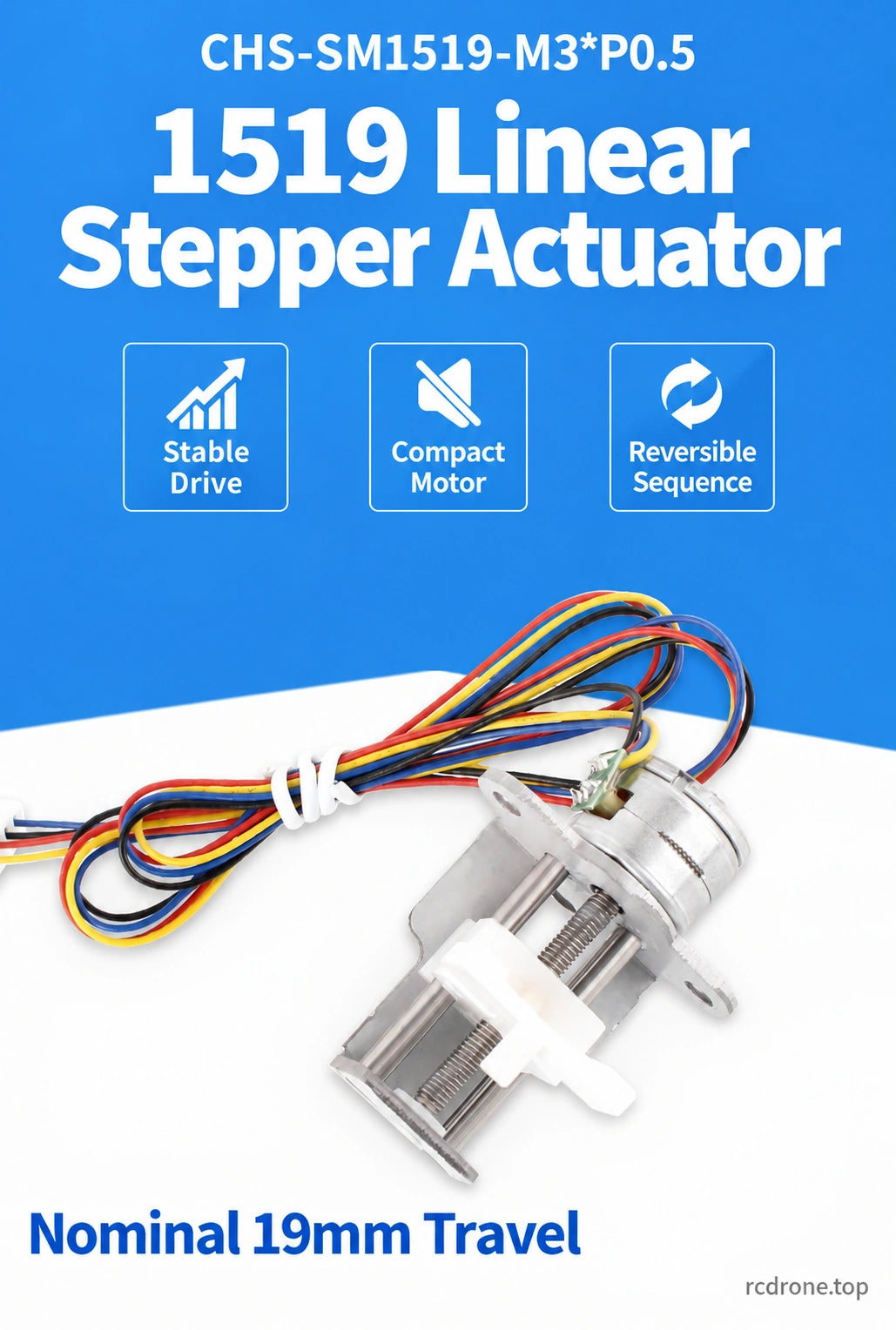 1519 linear stepper construction and nominal19mm travel