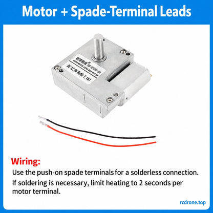 Motor with red and black spade-terminal leads