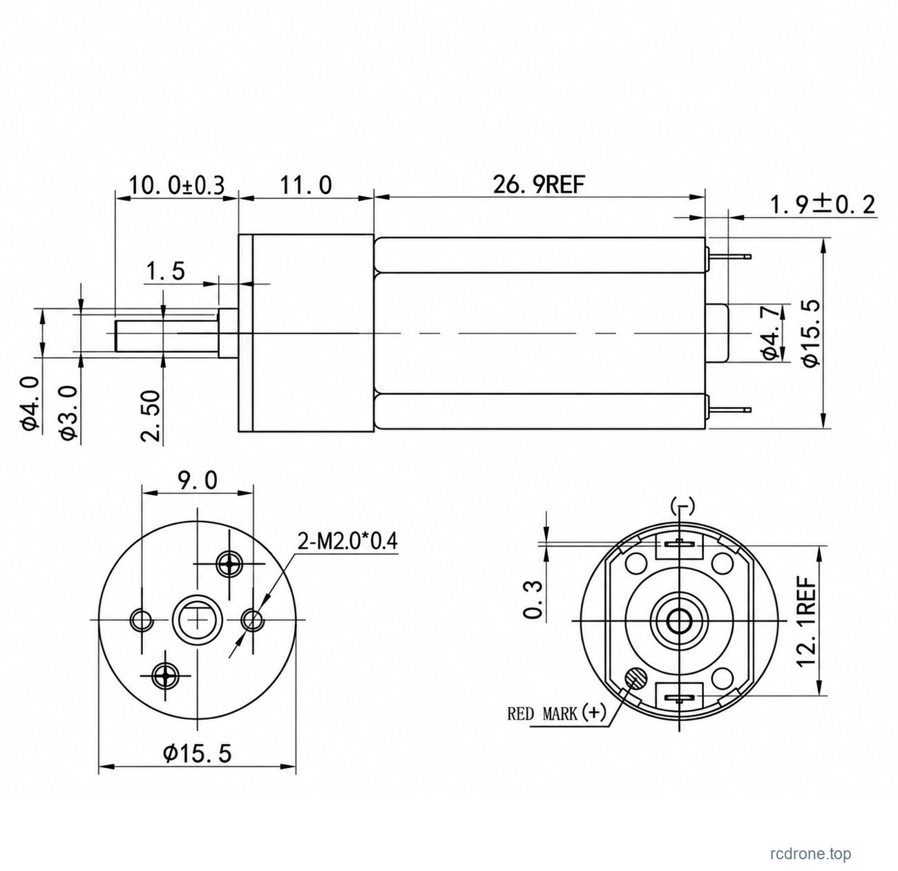 GM16-050 mechanical dimensions - mm
