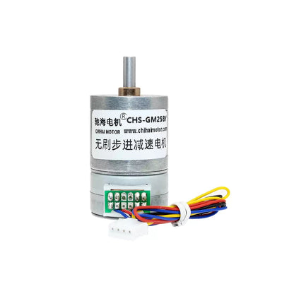 CHS-GM25-25BY geared stepper motor front and cable view