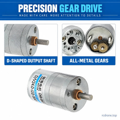 D-shaped output shaft and all-metal reduction gears