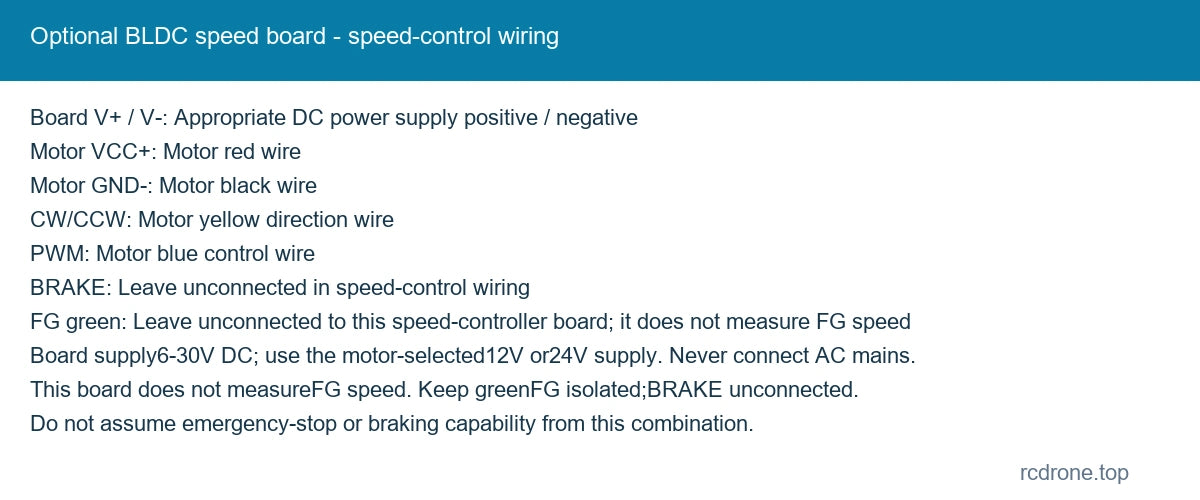 Optional BLDC speed board - speed-control wiring