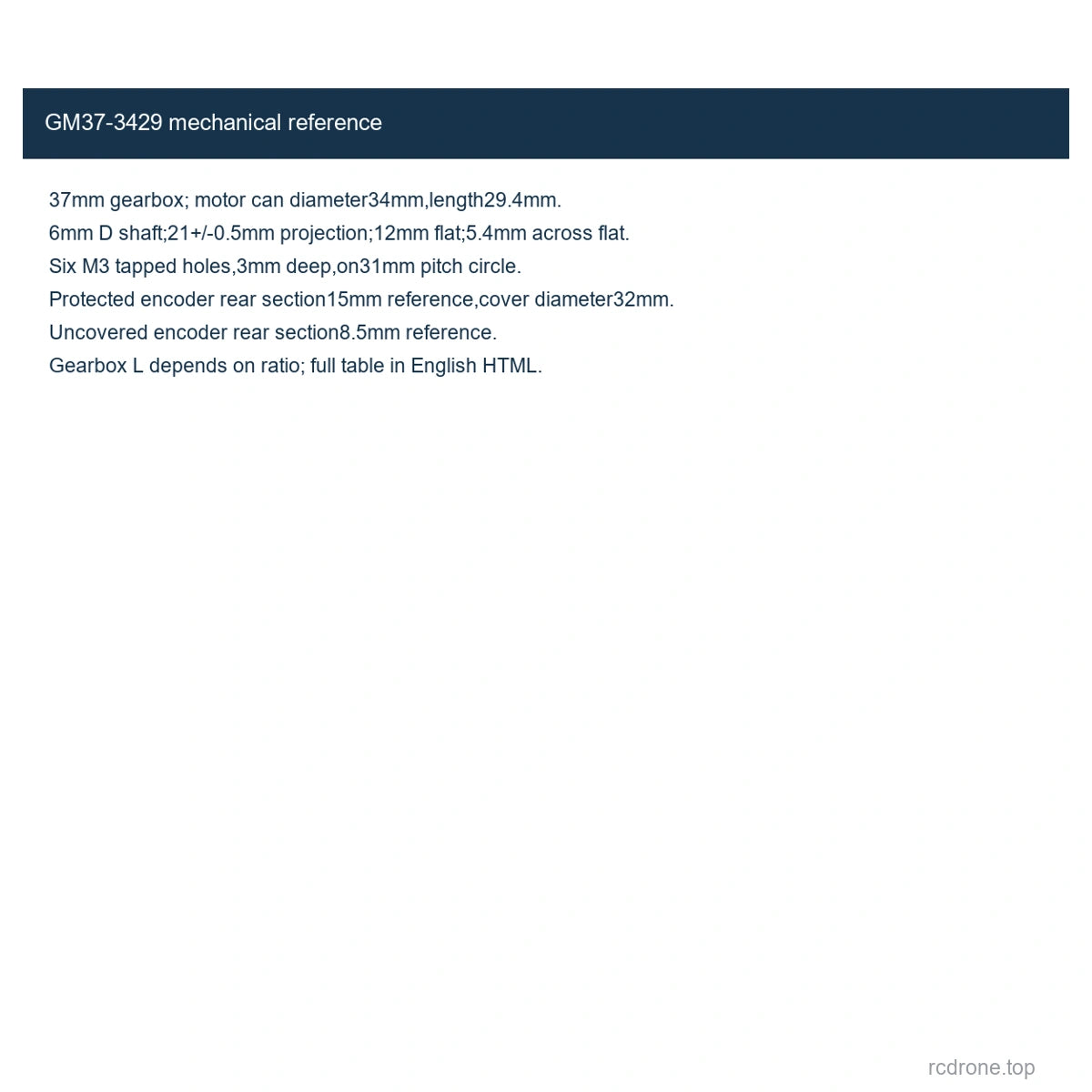 GM37-3429 mechanical reference
