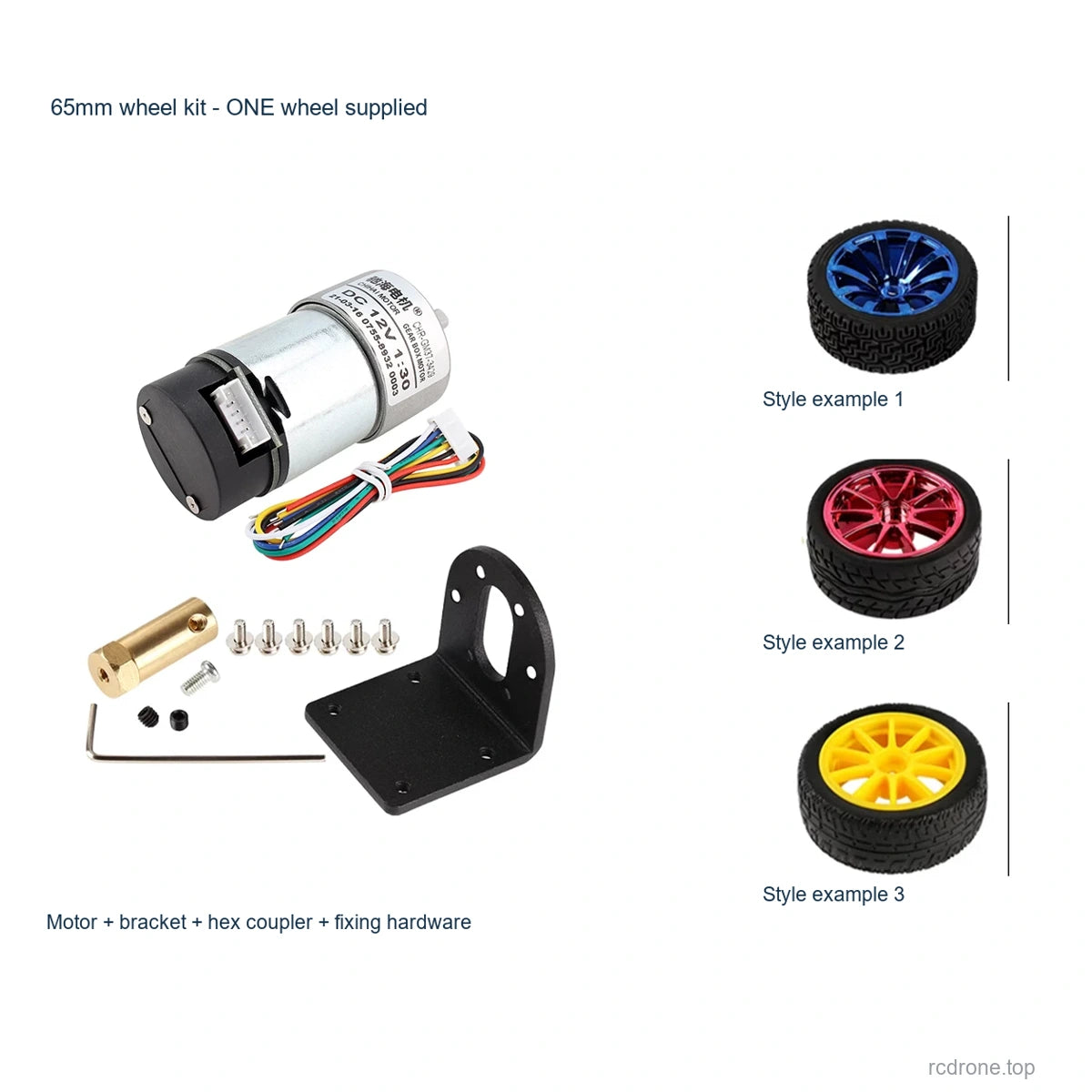 65mm wheel kit; pictured wheel styles are alternatives,one supplied