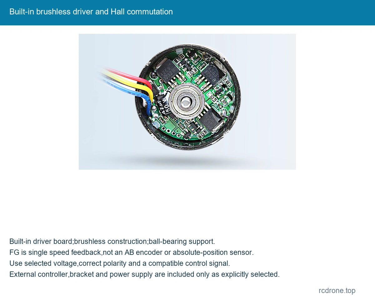 Built-in brushless driver and Hall commutation