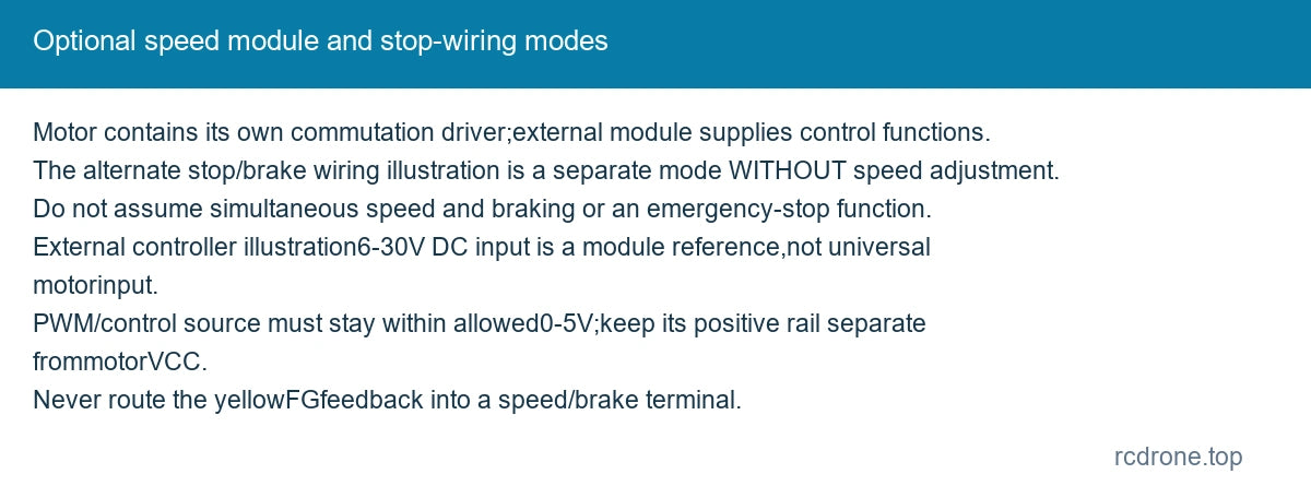 Optional speed module and stop-wiring modes