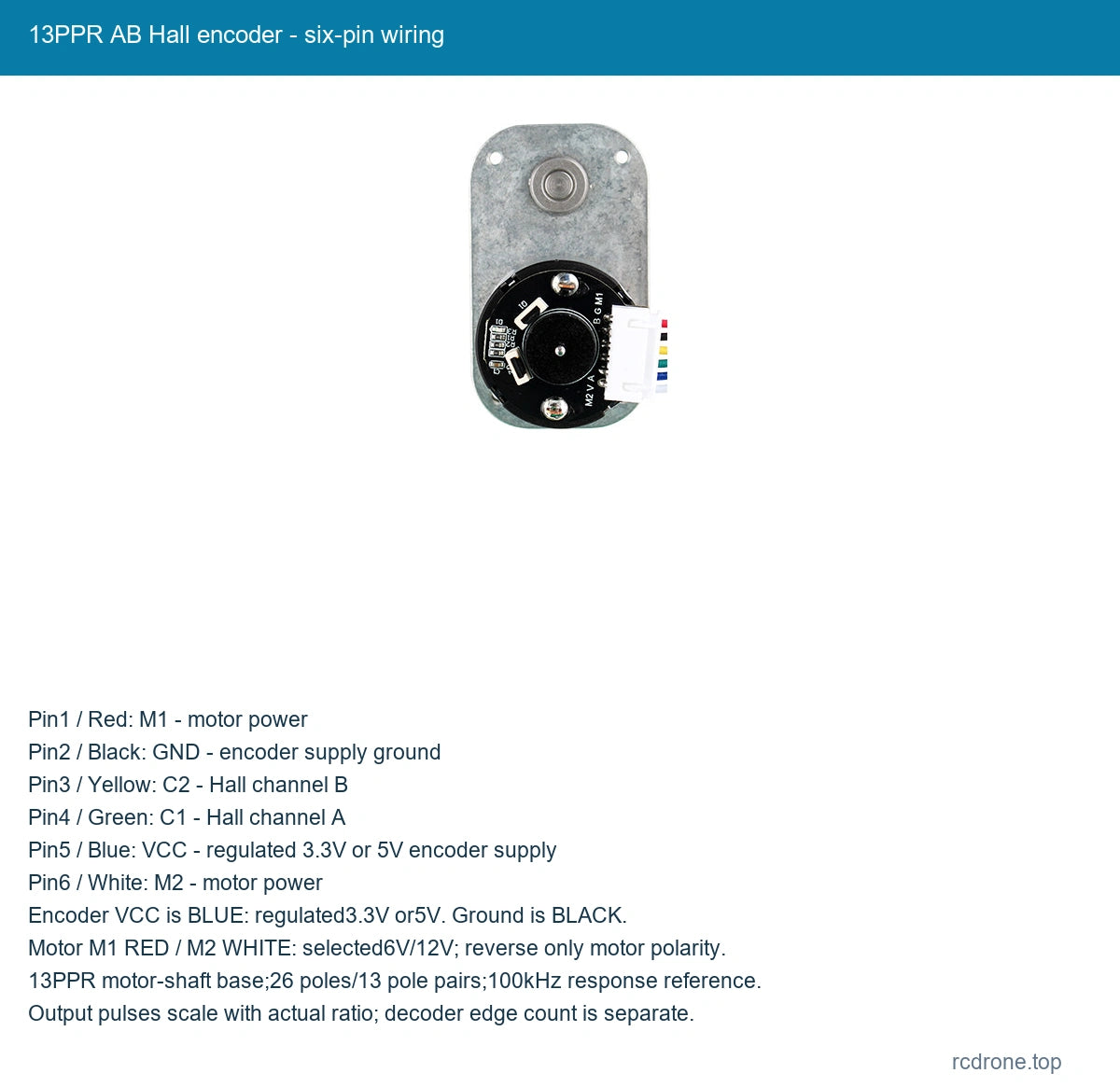 13PPR AB Hall encoder - six-pin wiring